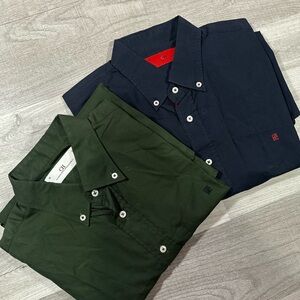 Carolina Herrera Forest Green Button-Down Collar Shirt